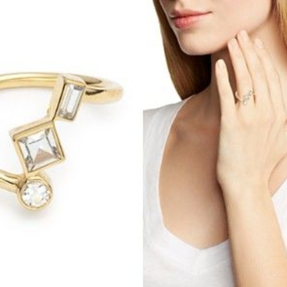 Elizabeth and James Jewelry - White Sapphire 23K Gold NWT Ring Elizabeth & James